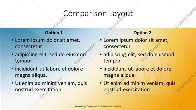 Comparison presentation slide layout