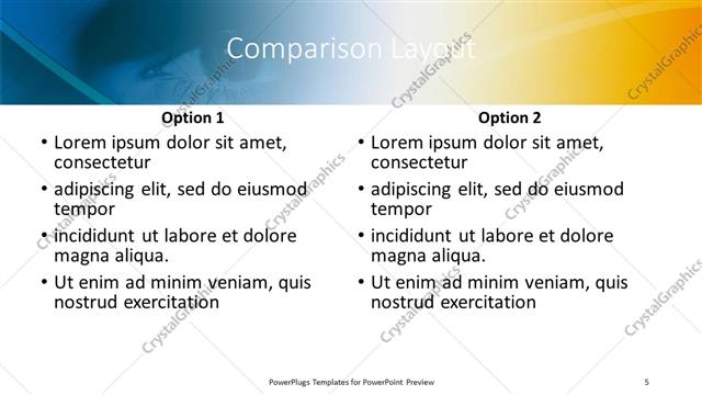 Comparison presentation slide layout