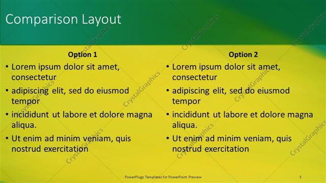 Comparison presentation slide layout