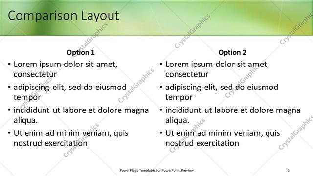 Comparison presentation slide layout