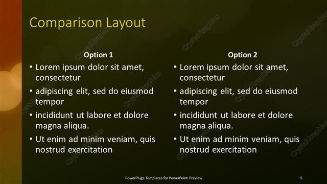 Comparison presentation slide layout