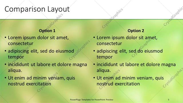 Comparison presentation slide layout