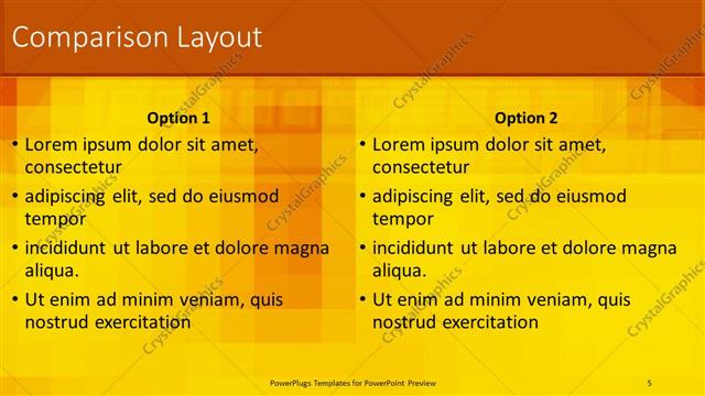 Comparison presentation slide layout