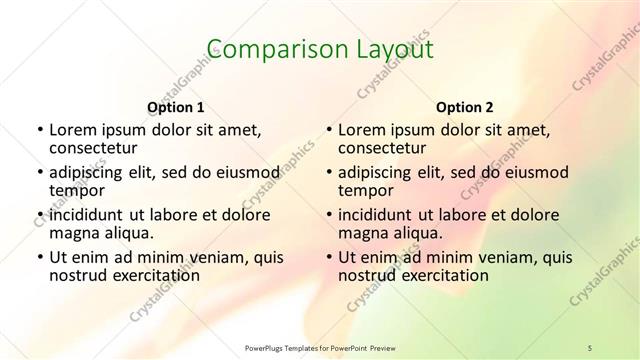 Comparison presentation slide layout