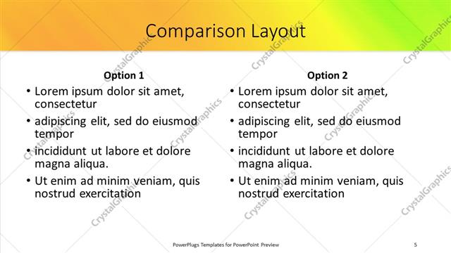 Comparison presentation slide layout