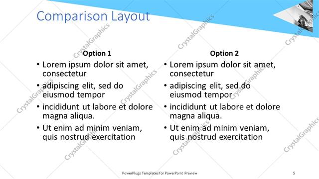 Comparison presentation slide layout