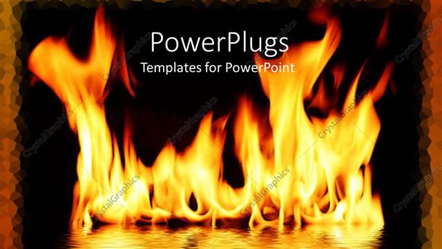  Presentation with view - Blurry view of burning fire on water in a yellow frame