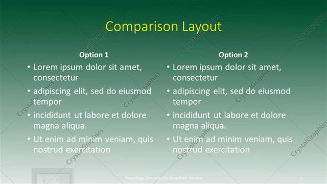 Comparison presentation slide layout