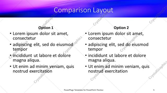 Comparison presentation slide layout