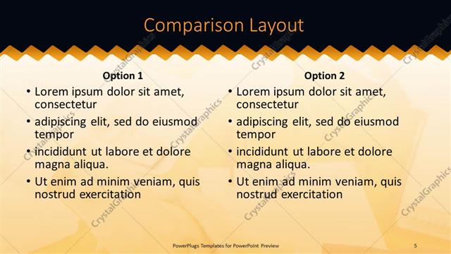 Comparison presentation slide layout