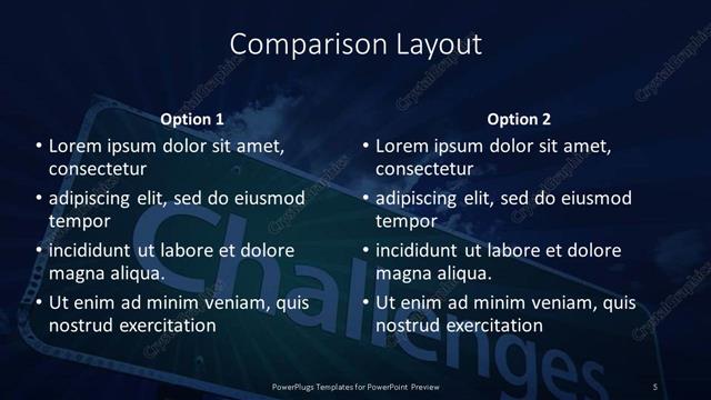 Comparison presentation slide layout