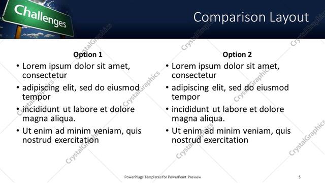 Comparison presentation slide layout
