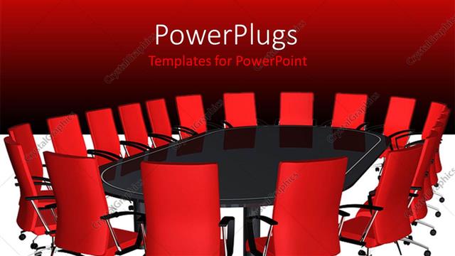  Presentation with conference - Boardroom with big black conference table and red seats