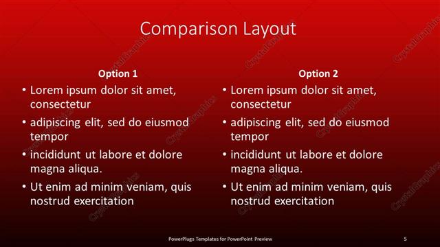 Comparison presentation slide layout
