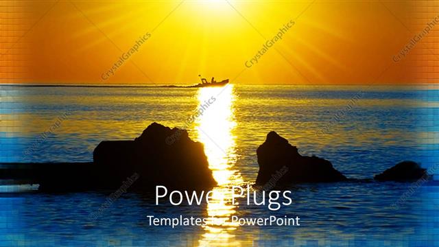  Presentation with boat - Boat at a distance on sea with sun rays glowing
