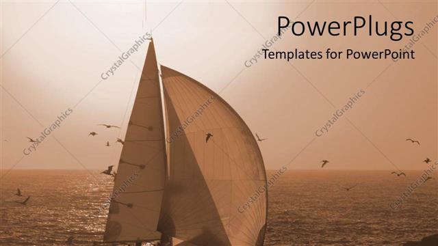 Presentation with boat - Boat out in an open sea with birds flying around