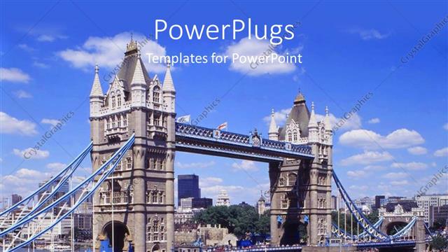  Presentation with boats - Boats traveling under London's Tower Bridge over the Thames river