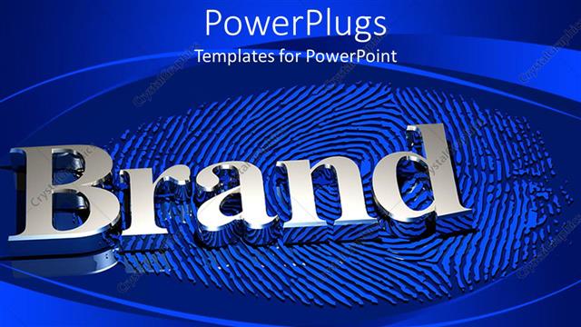  Presentation with blue metallic - Bold metallic Brand text with a finger print on a blue background