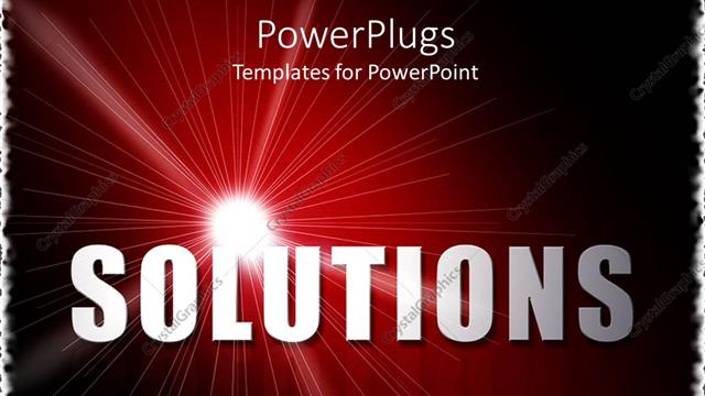  Presentation with sparkling wine - Bold text 'SOLUTIONS' with sparkling white light on wine colored background