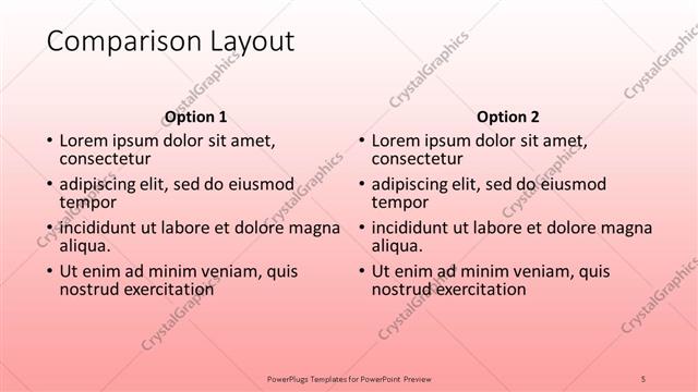 Comparison presentation slide layout