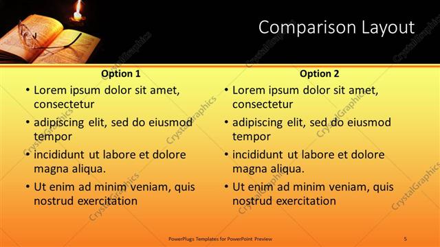 Comparison presentation slide layout