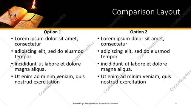 Comparison presentation slide layout