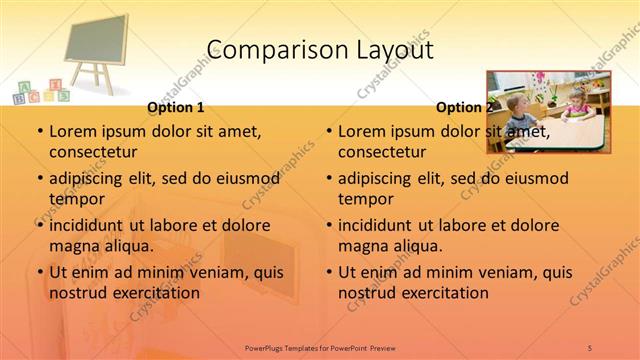 Comparison presentation slide layout