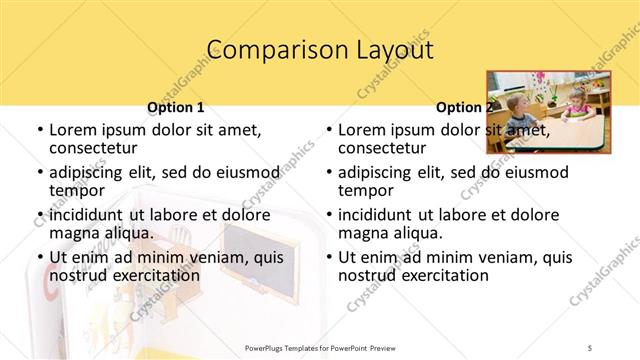 Comparison presentation slide layout