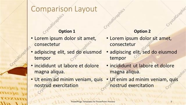 Comparison presentation slide layout