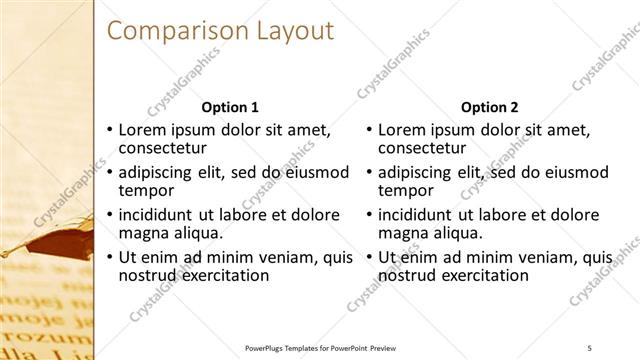 Comparison presentation slide layout