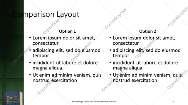 Comparison presentation slide layout