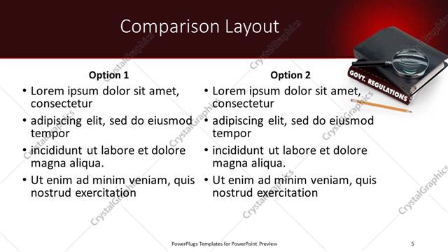 Comparison presentation slide layout