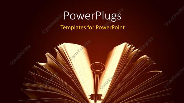  Presentation with knowledge - A book and a key in the middle of it with brownish background
