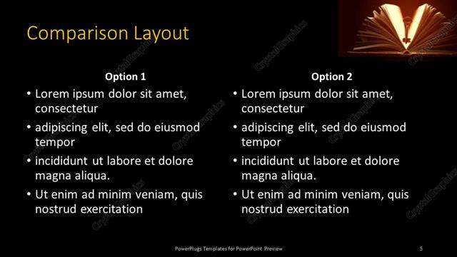 Comparison presentation slide layout