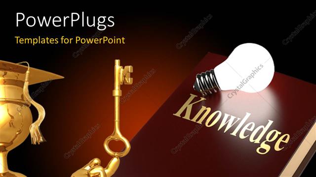  Presentation with knowledge - The book of knowledge with a graduate holding a key