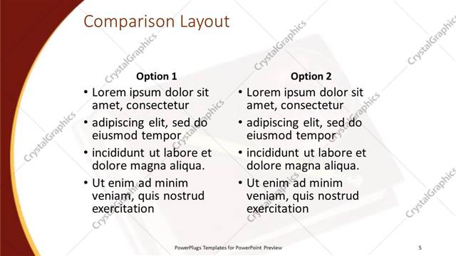 Comparison presentation slide layout