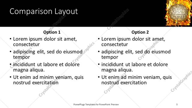Comparison presentation slide layout