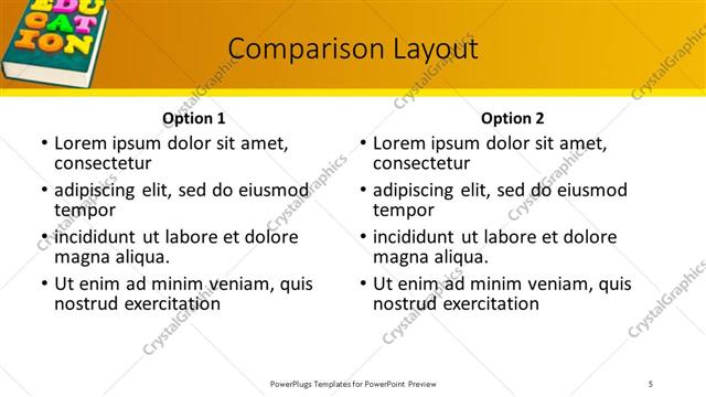 Comparison presentation slide layout