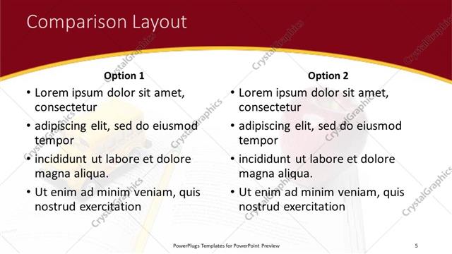 Comparison presentation slide layout