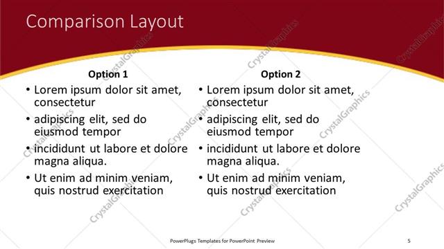 Comparison presentation slide layout