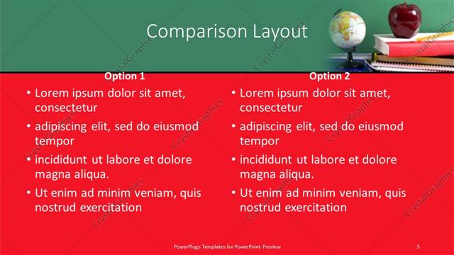 Comparison presentation slide layout