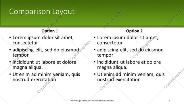 Comparison presentation slide layout