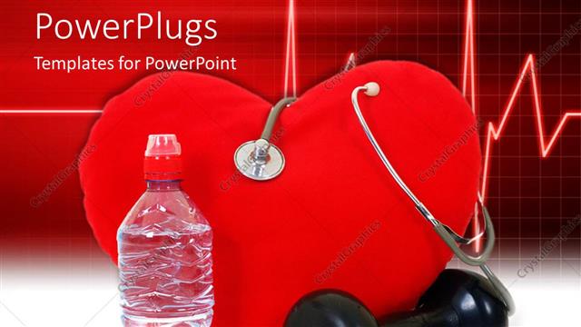  Presentation with water bottle - A bottle of water and heart in the background