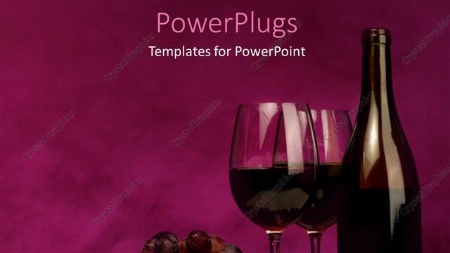  Presentation with glasses - A bottle of wine and glasses with purple bckground