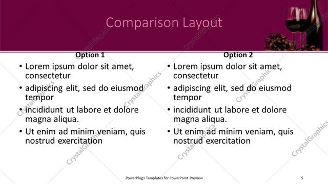 Comparison presentation slide layout