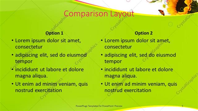 Comparison presentation slide layout