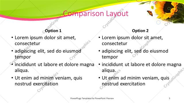 Comparison presentation slide layout