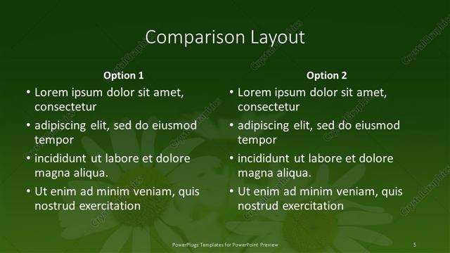 Comparison presentation slide layout