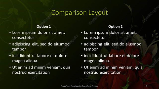 Comparison presentation slide layout