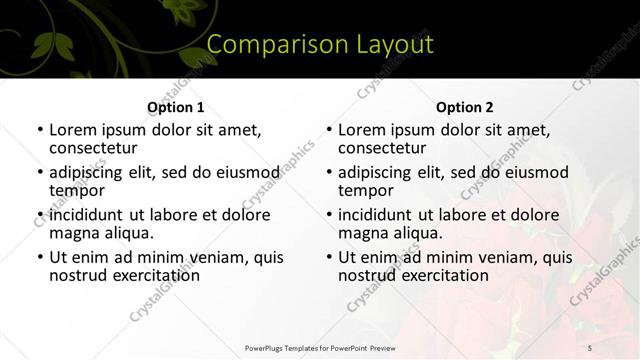 Comparison presentation slide layout